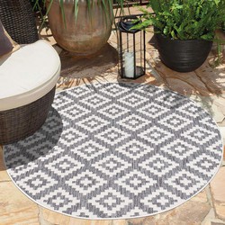 Tapijtenloods Sun In- & Outdoor Vloerkleed Laagpolig Grijs- 200 CM ROND