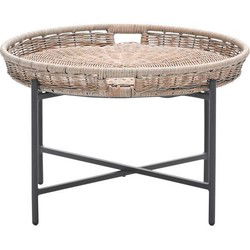 Benidorm bijzettafel - diameter 70xH40 cm -  c. black - natural