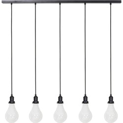 Light&living Hanglamp 5L 120x12x12 cm LAYANA mat zwart+helder glas