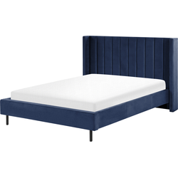 Beliani VILETTE - Tweepersoonsbed-Blauw-Fluweel