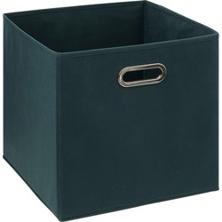 5Five Opbergmand/kastmand 29 liter smaragdgroen linnen 31 x 31 x 31 cm - Opbergmanden