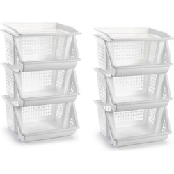 Pakket van 4x stuks van 3-laags witte opberg kratten/kasten/organizers 62 cm - Opbergmanden