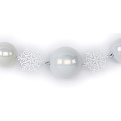 1x Witte Kerst guirlande/slinger met ballen en sneeuwvlokken 116 cm - Kerstslingers