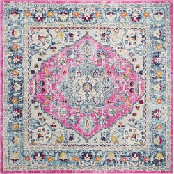 Safavieh Modern Chic Indoor Woven Area Rug, Madison Collection, MAD930, in Fuchsia & Aqua, 201 X 201 cm