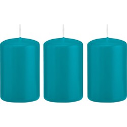 5x Kaarsen turquoise blauw 5 x 8 cm 18 branduren sfeerkaarsen - Stompkaarsen