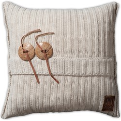 Knit Factory Aran Sierkussen - Beige - 50x50 cm - Inclusief kussenvulling