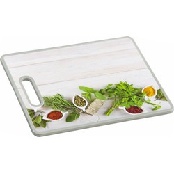 Snij- en Serveerplank - Afm. 38 x 30x 1.2 Cm - Kunststof - Motief: Herbs and Spices