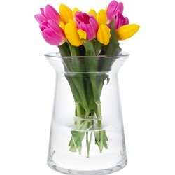 Bloemenvaas Ella - helder transparant glas - D19 x H25 cm - decoratieve vaas - bloemen/takken - Vazen