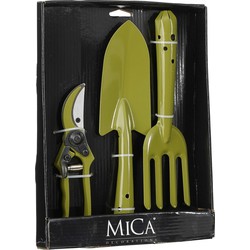 Mica Decorations Tuingereedschap - Set van 3 - Metaal - Groen