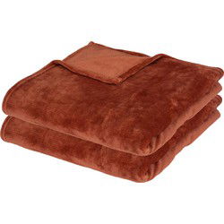Atmosphera Plaid/bank deken - 2x - terracotta polyester - 130 x 180 cm - Plaids