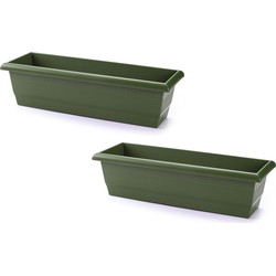 3x stuks plantenbak groen rechthoekig 60 x 20 x 16 cm - Plantenbakken