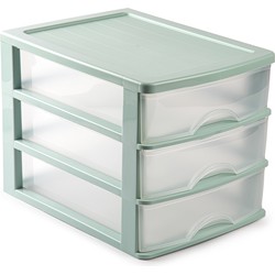 Groen/transparante ladeblok/bureau organizers L35,5 x B27 x H26 cm - Ladeblok