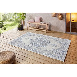 Laagpolig Vintage vloerkleed - Tilos - Binnen en buitenkleed - Blauw - 120x170 cm