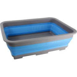 Opvouwbare afwasteil/afwasbak - grijs/blauw - kunststof - 37 x 28 - keuken - reis accessoires - Afwasbak