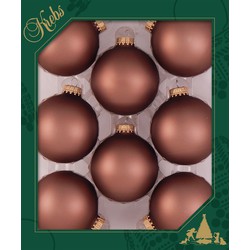24x stuks glazen kerstballen 7 cm kokosnoot bruin - Kerstbal