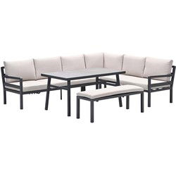 Corsica lounge-diningset - 4-dlg - rechts - carbon black - desert sand