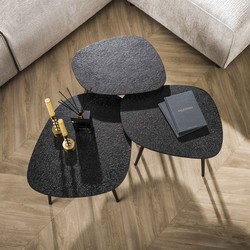 Salontafel Organisch - Metallic Zwart - Set Van 3