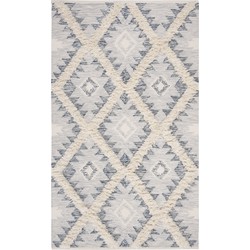Safavieh Moroccan Inspired Indoor Hand Knotted Area Rug, Kenya Collection, KNY455, in Silver & Ivory, 183 X 274 cm