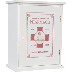 Clayre & Eef Medicijnkastje  24x13x30 cm Wit Hout Rechthoek Badkamerkast Hangend