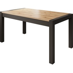 Meubella Eetkamertafel Acapulco - Eiken - Zwart - 240 cm - Uitschuifbaar