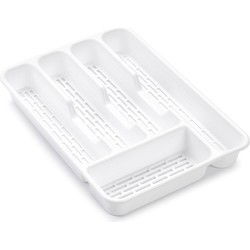 PlasticForte Bestekbak - wit - 5-vaks - 24 x 34 x 4 cm - bestekhouder - Bestekbakken
