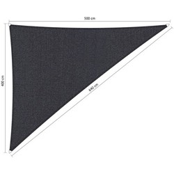Compleet pakket: Shadow Comfort 90 graden driehoek 4x5x6,4m DuoColor Carbon Black met RVS Bevestigingsset en Buitendoekreiniger