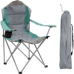 Opvouwbare campingstoel grijs-turquoise opvouwbare visstoel met bekerhouder & draagtas
