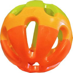 Knaagdierspeelgoed plastic knaagdierbal met bel 7.5 cm