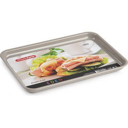 Plasticforte dienblad/serveerblad - Kunststof - 29 x 20 cm - taupe - Dienbladen