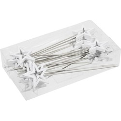 Set van 24 witte sterren instekers 6 cm - Kerststukjes