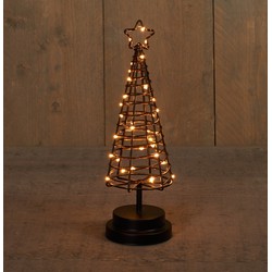 Batterijverlichting boom 3D zwart / koperdraad 30 LED classic 30 cm met timer - Anna's Collection