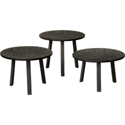 Tower living Lazio table set (3) - 54x54/45/40/35 - recl. teak black