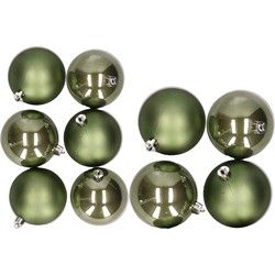 10x stuks kunststof kerstballen mosgroen 8 en 10 cm - Kerstbal