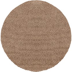 Rond Hoogpolig Shaggy Tapijt LILLY - Donkerbeige - Ø 120 cm