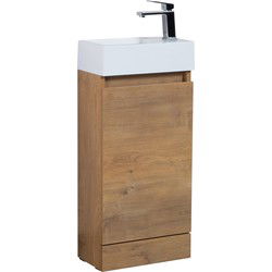 Badplaats Toiletmeubel Peru 40 x 22 cm - Eiken - Fonteinmeubel met Wastafel