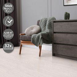 2x Deluxe PVC klevende vinyl vloerbedekking voor 2,23 m² witte eik 2 mm dik ML-Design