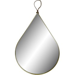 Items Spiegel/wandspiegel - druppel - goud kleur rand - D27 x H46 cm - Spiegels