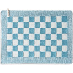 Knit Factory Gebreide Placemat - Onderlegger Block - Ecru/Ocean - 50x30 cm