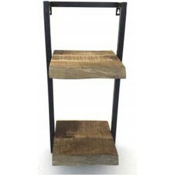 Wandrek van Mangohout - Industrieel Wandrek - Hout en Metaal Wandrekken - Wanddecoratie - 30 x 25 x 65 cm hoog