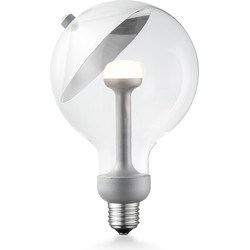 Design LED Lichtbron Move Me - Zilver - G120 Cone LED lamp - 12/12/18.6cm - Met verstelbare diffuser via magneet - geschikt voor E27 fitting - Dimbaar - 5W 400lm 2700K - warm wit licht