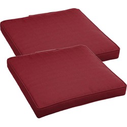 Set van 6x stuks stoelkussens voor binnen en buiten in de kleur bordeaux rood 40 x 40 x 4 cm - tuinstoelkussens