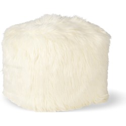 Dutch Decor SHEEP - Vierkante fluffy poef ivoor 40x40x40 cm  - wit - Dutch Decor