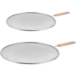 Set van 2x Universele RVS spatdeksel/afgietdeksel voor pannen van 29 en 33 cm - Pannendeksels