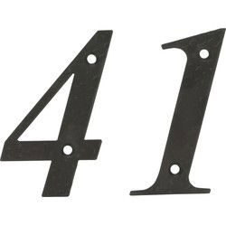 AMIG Huisnummer 41 - massief gesmeed staal - 10cm - incl. bijpassende schroeven - zwart - Huisnummers
