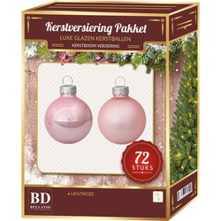 Roze kerstballen pakket 72-delig Christmas Sweet Pink Glass - Kerstbal
