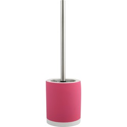 MSV Shine Toilet/wc-borstel houder - keramiek/metaal - fuchsia roze - 38 cm - Toiletborstels