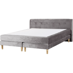 MARQUISE  - Tweepersoons boxspring - Grijs - 180 x 200 cm - Fluweel