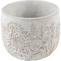 Clayre & Eef Bloempot Ø 15*14 cm Beige Steen Rond Plantenpot Decoratie Pot