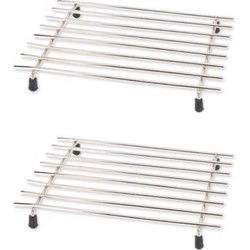 Excellent Houseware Pannenonderzetter - 2x - rvs - 24 x 19 cm - Panonderzetters