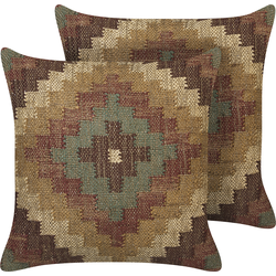 MAGURI - Sierkussen set van 2 - Bruin - 45 x 45 cm - Jute